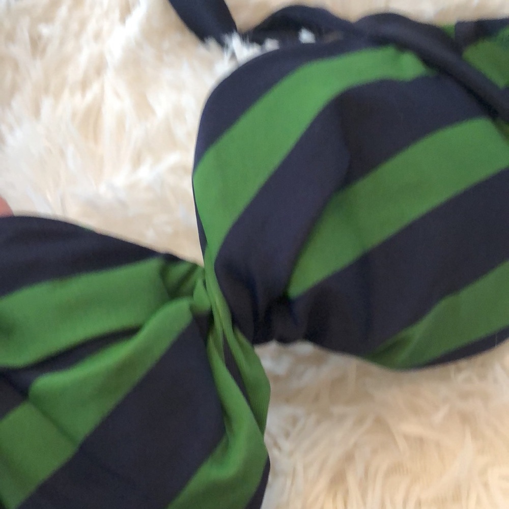 American Eagle Blue Green Stripe Twist Front Halter Top Swim Bikini Size Small - Picture 7 of 14